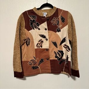 Vintage BFA Classics 16 Embroidered Lined Jacket Blazer Fall Colorblock Size 8